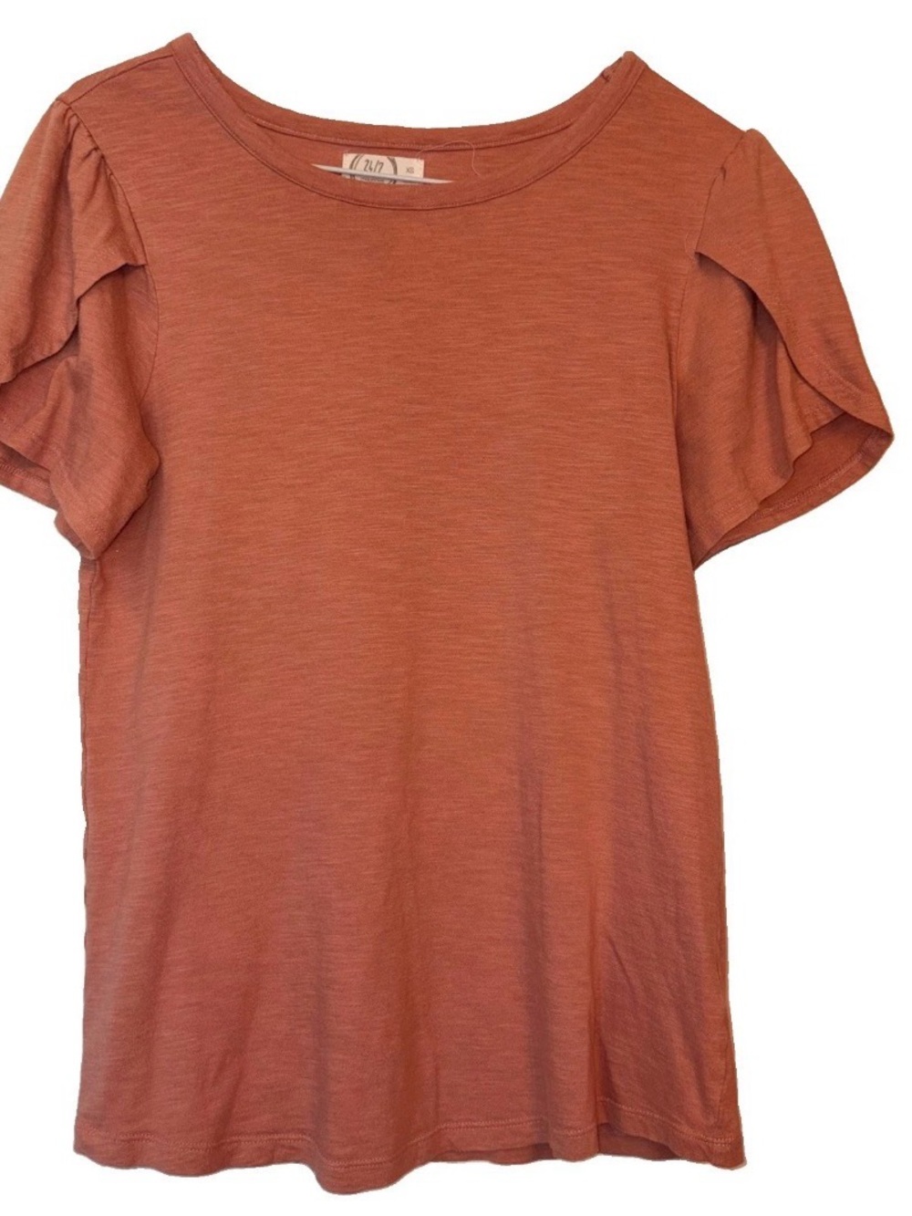 Maurices Pink Flutter Sleeve Short Sleeve Top